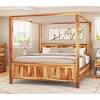 Canopy wood platform bed frame queen. 1