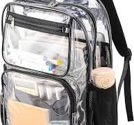 Mochilas transparentes para la escuela, bolsa de libros resistente,  transparente de plástico transparente, 1 Paquete Negro, Mochilas Daypack