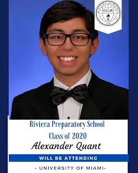 ⭐️Senior Spotlight: Alexander Quant🎓 We love our Seniors and wish them the  best of luck next year! @univmiami #RivieraPrep #RivieraSchools #SeniorWeek  #Bulldogs #ClassOf2020