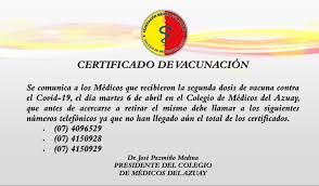 El certificado está disponible independientemente del aseguramiento. Comunicado Certificado De Vacunacion Colegio De Medicos Del Azuay