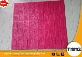 Xốp Dán Tường Giả Gạch Màu Hồng Đậm 4mm | Thương Mại Mua Sắm
