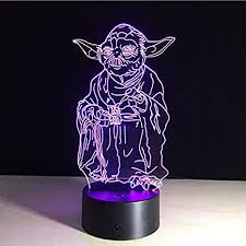 Amazon Com Remote Control Master Yoda 3d Table Lamp Luminary Led Night Light Decoratetive Lighting Mood Lamp Star Wars Night Light Star Wars Lamp 3d Illusions