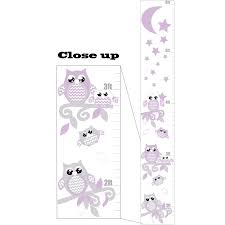 Purple And Grey Owl Growth Chart Wall Art With Chevrons Swirly Branches Moon And Stars Woodland Forest Animals Owl Nursery And Childrens Wall