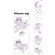 purple and grey owl growth chart wall art with chevrons swirly branches moon and stars woodland forest animals owl nursery and childrens wall