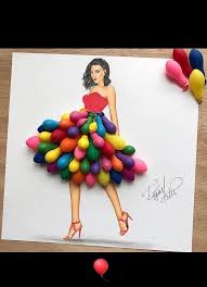When Arts Meet Fashion Creativearts Balloons Colorful Dress Design Creative Artwork Creative Art Fashion Design Drawings