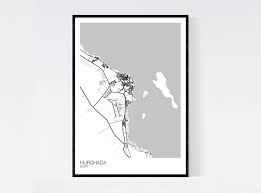 Hurghada Egypt Map Art Print Many Styles Art Quality - Etsy