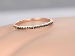 Black Diamond Wedding Ring 14k Rose Gold Half Eternity Micro Pave Thin Matching Band Wedding Black Diamond Wedding Rings Black Gold Ring Black Wedding Rings