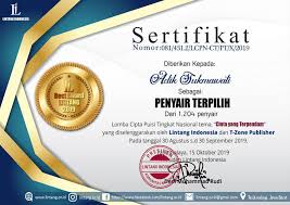 Sertifikat kelulusan kobi kelas online bahasa inggris. Download Sertifikat Lomba Dan Informasi Promo Buku Lcpn Pena Artas Tema Cinta Lintang Indonesia