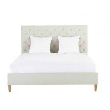 Lit Capitonne Avec Pied En Bois Blenz Couleur Gris Dimensions De Lit 1m60 1m90 Lit Capitonne Lit 180x200 Lit Maison Du Monde