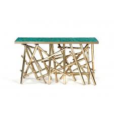 Kam Tin Turquoise Console Table With A Golden Brass Base Console Table Kam Tin Console
