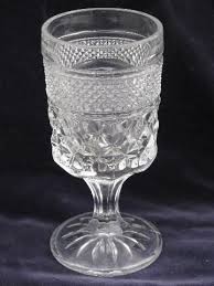 Wexford Waffle Pattern Pressed Glass Goblets Claret Wine Glasses Anchor Hocking Antique Glassware Vintage Pressed Glass Antique Glass