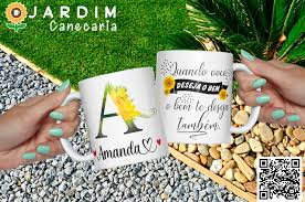 CANECA PORCELANA PERSONALIZADA AMANDA - Jardim Canecaria