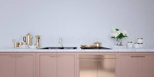 And after exposure to the elements, copper oxidizes and tarnishes, creating a pastel green. Rose Gold Color Kitchen Interior Stock Illustration Illustration Of Island Design 174068948