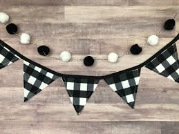 Black And White Baby Shower Black White Buffalo Plaid Mantel Black White Plaid Mantle Etsy Buffalo Plaid Baby Shower Plaid Decor White Baby Showers