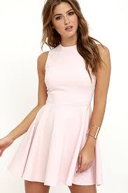 Fun Loving Light Pink Skater Dress Pink Skater Dress Light Pink Dress Blush Pink Dresses