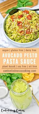 This Avocado Pesto Pasta Sauce Requires Just 4 Super Simple Ingredients Is Vegan Gluten Free Food Processor Recipes Vegan Recipes Healthy Avocado Pesto Pasta