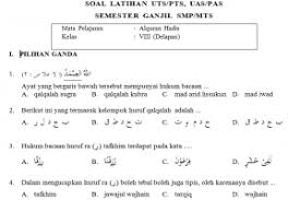 Soal Uas Pas Al Quran Hadits Kelas Viii Mts K 13 Pendidikangratis Id