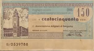 Banca popolare di milano bergamo. 150 Lire Banca Popolare Di Bergamo Italy Numista