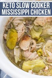Served with carrots and potatoes for an easy lightened up meal. Tender Flavorful Crock Pot Mississippi Chicken Keto Low Carb Kasey Trenum