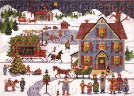 • now you can see your.pdf pattern on the screen in your browser, download it, or have it emailed to you. Rare Charles Wysocki Folk Art Village Yuletide Carolers Cross Stitch Kit Christmas Cheer