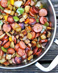 Kielbasa Pepper Onion And Potato Hash Recipes Stuffed Peppers Food