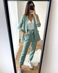 La fin de la saison 2020 approche. Ensemble Vert D Eau Pantalon Les Vetements Branches De Paris