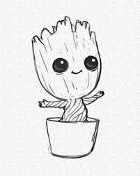 This scene in the trailer with rocket was just too cute and i can't wait to see the movie! Cute Easy Baby Groot Drawing Novocom Top