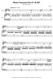 21 in c major, k. Mozart Piano Concerto 21 Andante Sheet Music Best Music Sheet