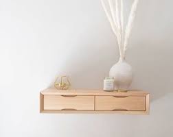 Small Floating Dressing Table White Etsy Floating Bedside Table Oak Bedside Tables Bedside Table