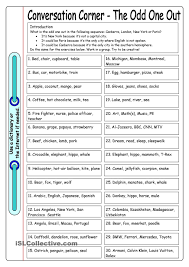 Conversation Corner The Odd One Out The Odd Ones Out Reading Comprehension Worksheets Worksheets