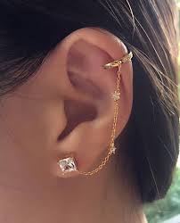 Gold Ear Cuff Ear Cuff Chain Cuff Earrings Gold Stud Etsy Ear Cuff Chain Long Chain Earrings Gold Earrings Studs