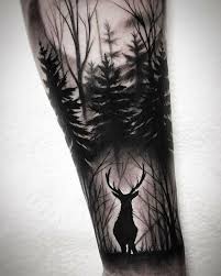 14 Best Deer In Woods Tattoo Designs Petpress Forest Tattoos Forest Tattoo Sleeve Wood Tattoo