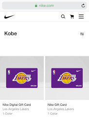 You'll be happy to know that i have since corralled all of my mobile gift cards into one smartphone app, updated the balances and deleted the cards i can no longer use. Nick Depaula On Twitter Nike Has Pulled All Kobe Products From Its Webstore A Lakers Logo Gift Card Is Available As A Related Item Employees At The Beaverton Or Campus Have