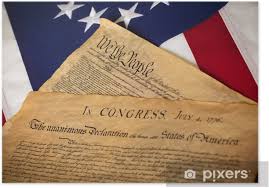 Inspired and written by the founding fathers, the parchment is antiqued to have the same color and appearance as the document currently stored in the national archives. Us Constitution And Declaration Of Independence On Flag Poster Pixers We Live To Change