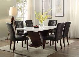View all dining room furniture. 72120 07054 7 Pc Forbes White Marble Top Walnut Finish Wood Dining Table Set