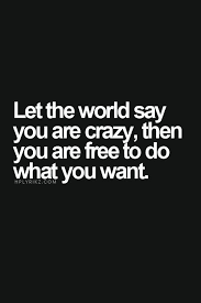 Let The World Say You Are Crazy Then You Are Free To Do What You Want Words Quotes Inspirational Quotes Words