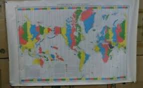 Details About Large Map Standard Time Zone Chart Of The World U S Navy Oceanographic 1968