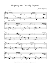 Rhapsody On A Theme By Paganini Piano Arrangement Piano Sheet Music Classical Piano Sheet Music Free Piano