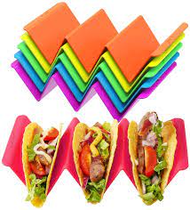 Best reviews guide analyzes and compares all taco holders of 2021. Amazon Com Colorful Taco Holder Stands Set Of 6 Premium Large Taco Tray Plates Holds Up To 3 Or 2 Tacos Each Pp Health Material Very Hard And Sturdy Dishwasher Microwave Safe