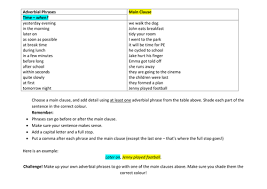 Adverbs describe the manner in which something was done, when and where it happens. Adverbial Phrases Worksheets Differentiated Teaching Resources