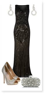 Black Evening Gown W Silver Heels And Clutch Cocktail Dresses Evening Wear Evening Gowns Black Evening Gown