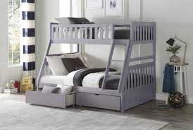 Wood beds, bookcases, dining tables, murphy beds, chairs and stools. Orion Gray Twin Full Bunk Bed B2063 From Homelegance Luna Furniture