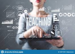 Teaching With Woman Using A Tablet Stock Photo Image Of