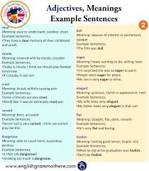 60 Most Common Adjectives Meanings And Example Sentences English Grammar Here