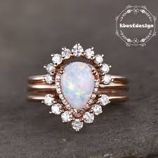 Opal Ring Vintage Sterling Silver Set Teardrop Opal Engagement Etsy Opal Wedding Rings Engagement Rings Opal Opal Ring Vintage
