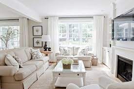 The latter's classy white, indigo, sapphire and black lounge colour scheme works well with the room's double height. 36 Light Cream And Beige Living Room Design Ideas Beige Living Rooms Monochromatic Living Room Bright Living Room