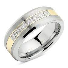 100s Jewelry Tungsten Rings For Men Women Wedding Band Two Tone Gold Silver Cz Inlay Size 6 16 Tungsten Mens Rings Womens Wedding Bands Rings