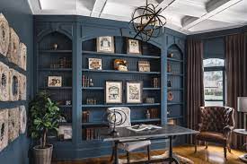 Moody Masculine Home Office Sara Lynn Brennan Interiors Masculine Home Offices Blue Home Offices Home Office Decor