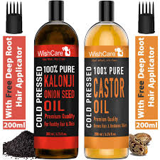 This essential oil has natural hair enhancing properties perfect for all hair types. Wishcare 100 Pure Cold Pressed Castor Oil Kalonji Oil 200ml Each Buy Online In Japan At Desertcart Jp Productid 82696481