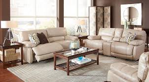 Cindy Crawford Home Auburn Hills Taupe Leather 5 Pc Reclining Living Room Lea Living Room Furniture Recliner Living Room Sets Furniture Living Room Recliner